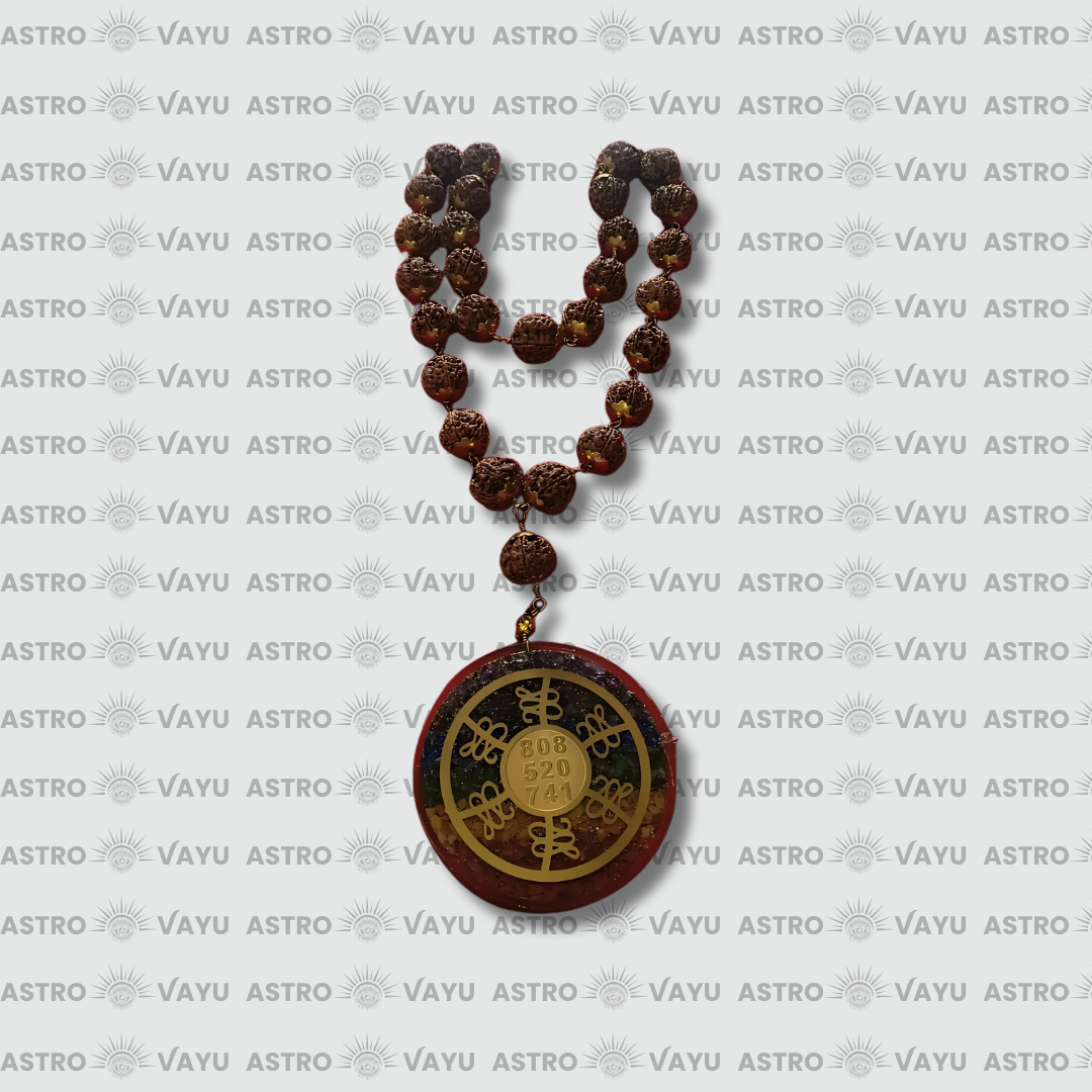Rainbow Chakra Panchmukhi Rudraksha Ashtdhatu Mala – Original & Abhimantrit