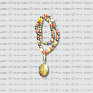 Coded Pyrite Pendant in Buddha Healing Rainbow Ashtdhatu Mala – Premium & Energised